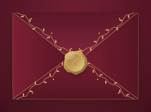 Umschlag Burgund mit goldenen Ranken