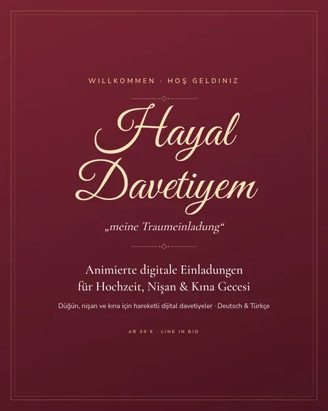 Instagram-Beitrag: Willkommen bei Hayal Davetiyem: animierte digitale Einladungen auf Deutsch und Türkisch