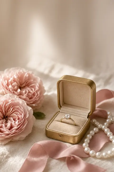 Vorlage Rosa Perle: Blush-Rosen, Ringschatulle und Perlen: zart und romantisch für eure Verlobung. Zweisprachig Türkisch und Deutsch.